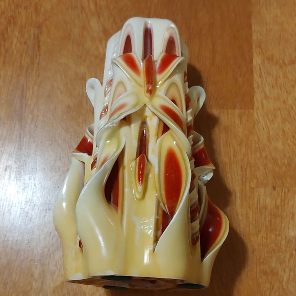 Other - Vintage Hand-Carved Ribbon Candle • Layered Wax • Christmas Decor